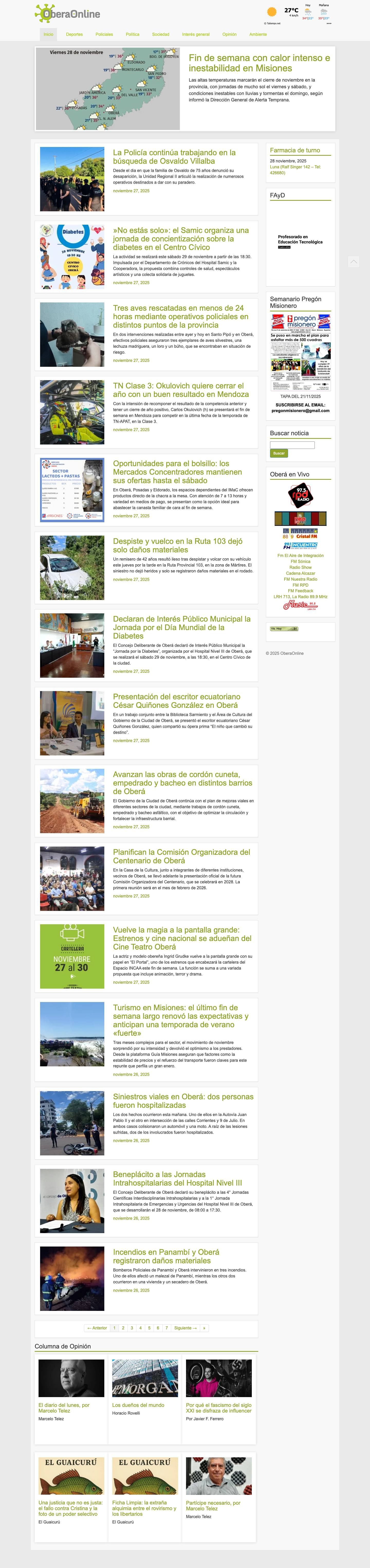 OberaOnline - :: Actualidad con mirada obereñaOberaOnline :: Actualidad con mirada obereña - Full Screenshot