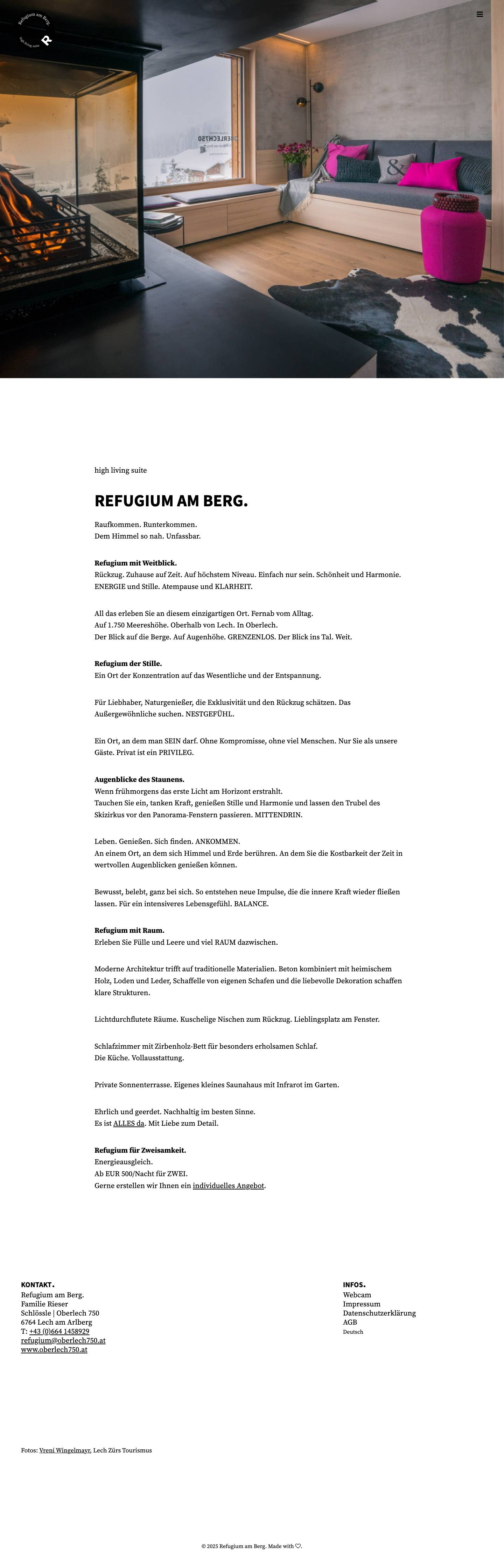 Refugium am Berg – OBERLECH750 - Full Screenshot