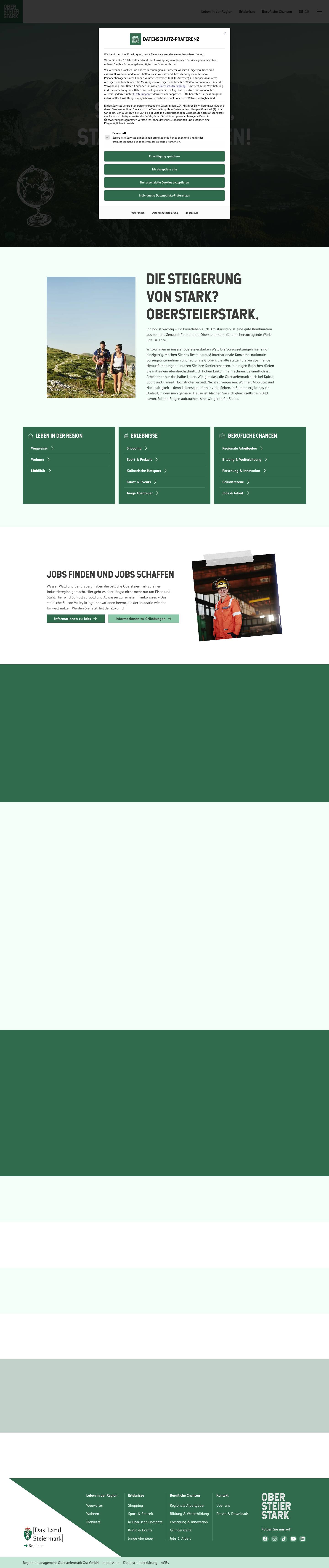 Leben & Arbeiten in der Obersteiermark | Obersteierstark - Full Screenshot