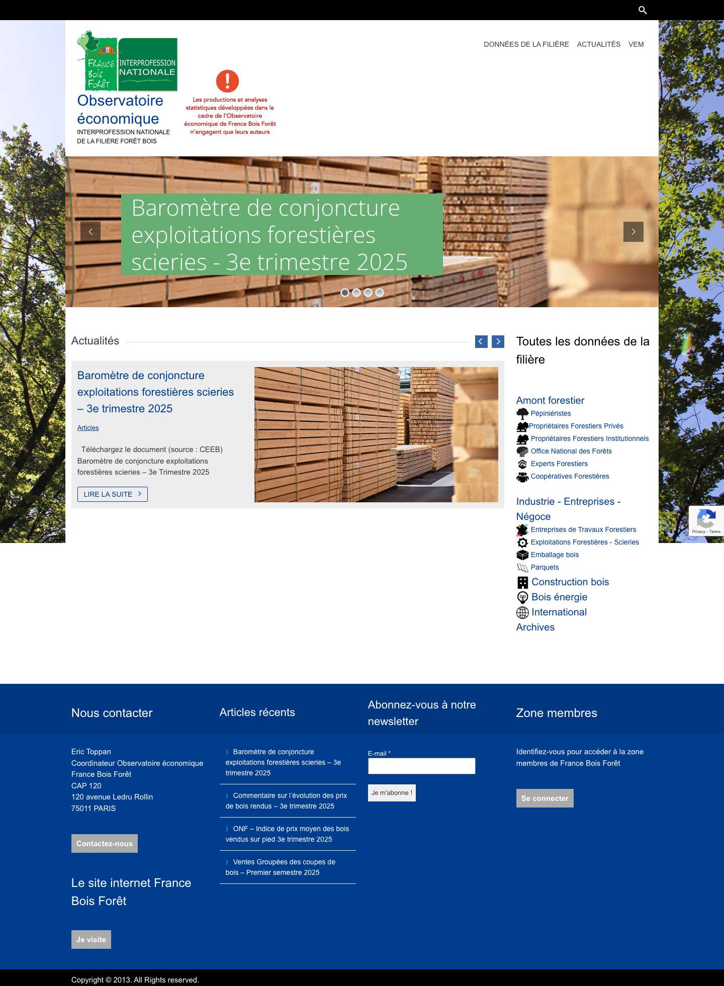 Observatoire économique Interprofession nationale de la filière forêt bois - Full Screenshot
