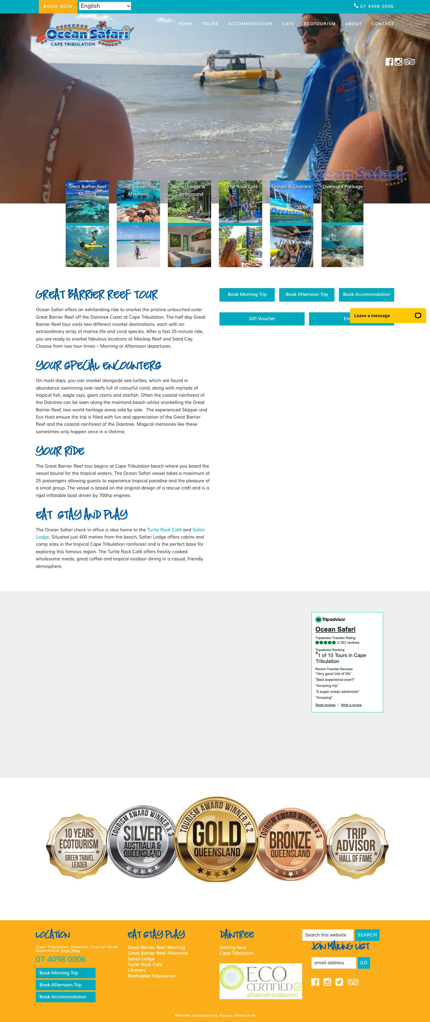 Home | Ocean Safari Website - Full Screenshot