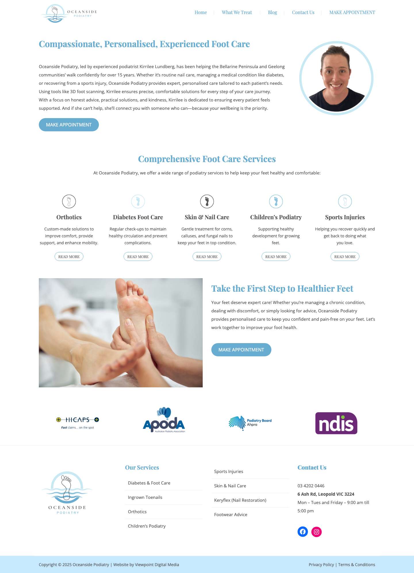 Comprehensive Foot Care on the Bellarine | Oceanside Podiatry - Full Screenshot