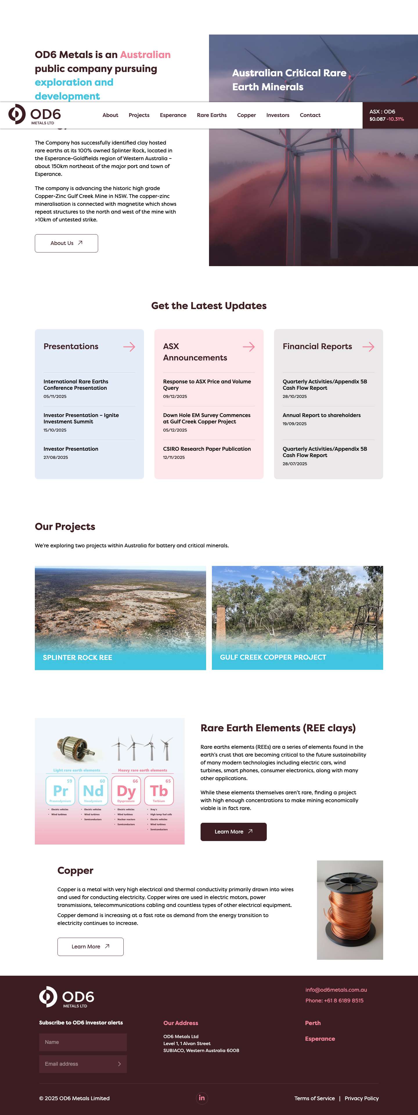 Home - OD6 Metals Limited - Full Screenshot