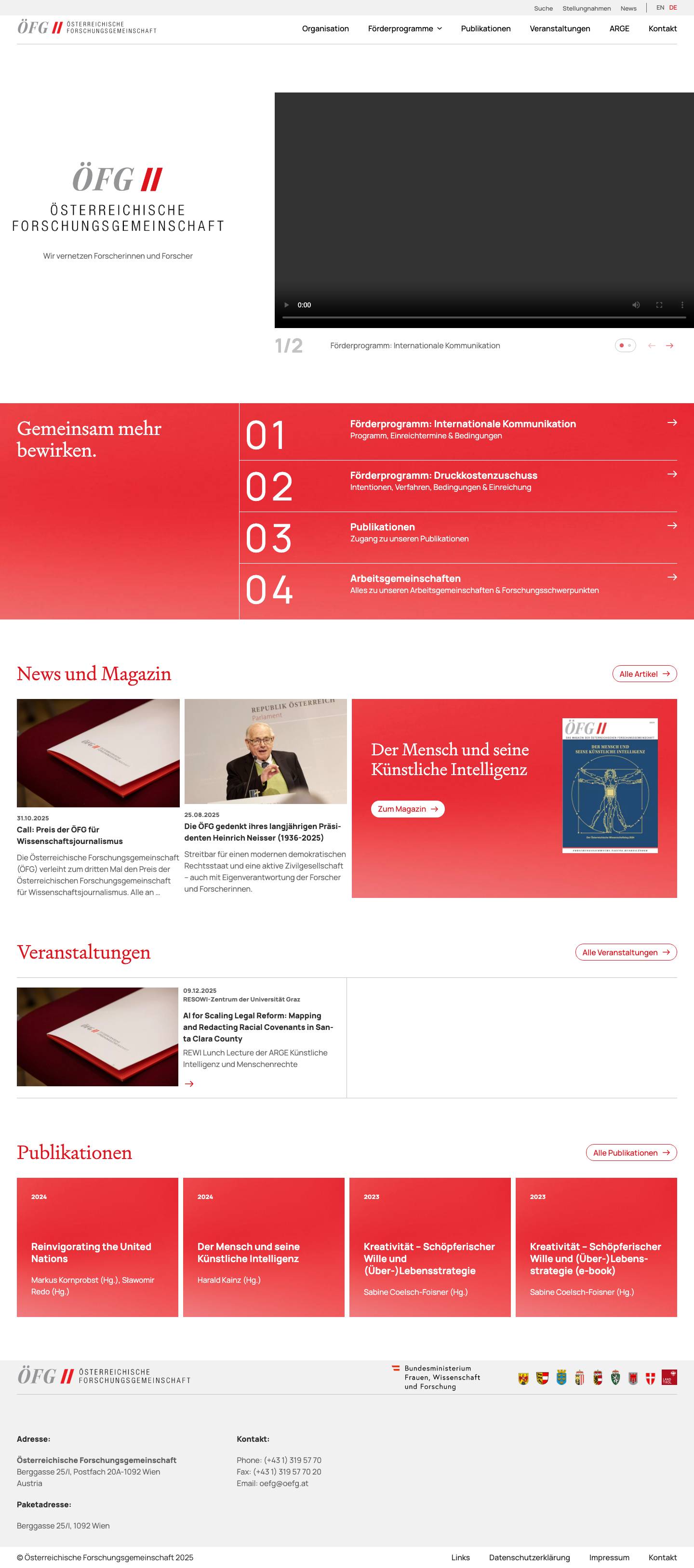 ÖFG - Österreichische Forschungsgemeinschaft - Full Screenshot