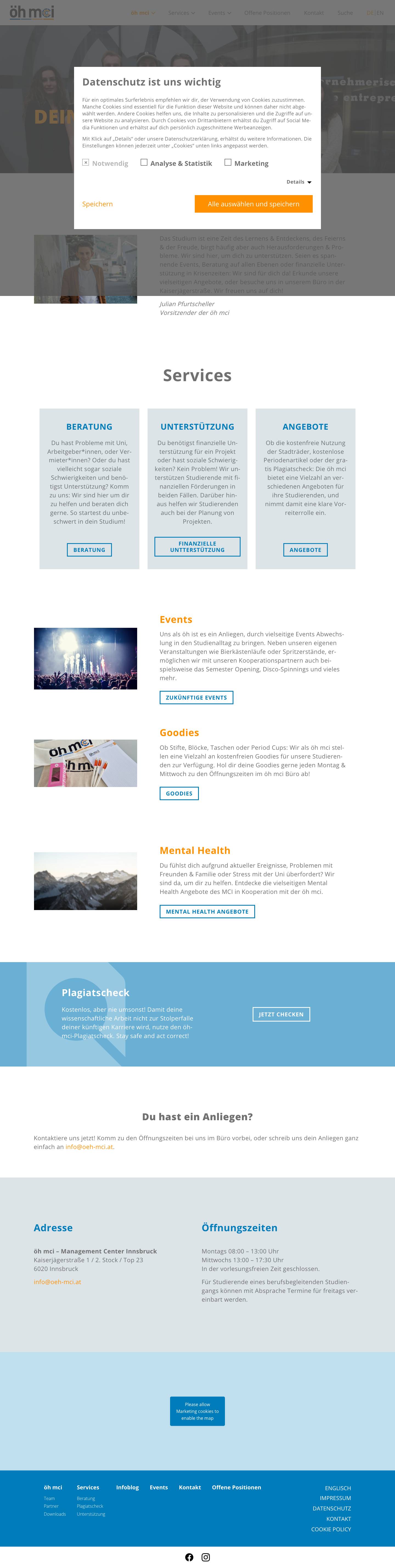 Deine ÖH am Management Center Innsbruck- öh mci & Julian Pfurtscheller - Full Screenshot