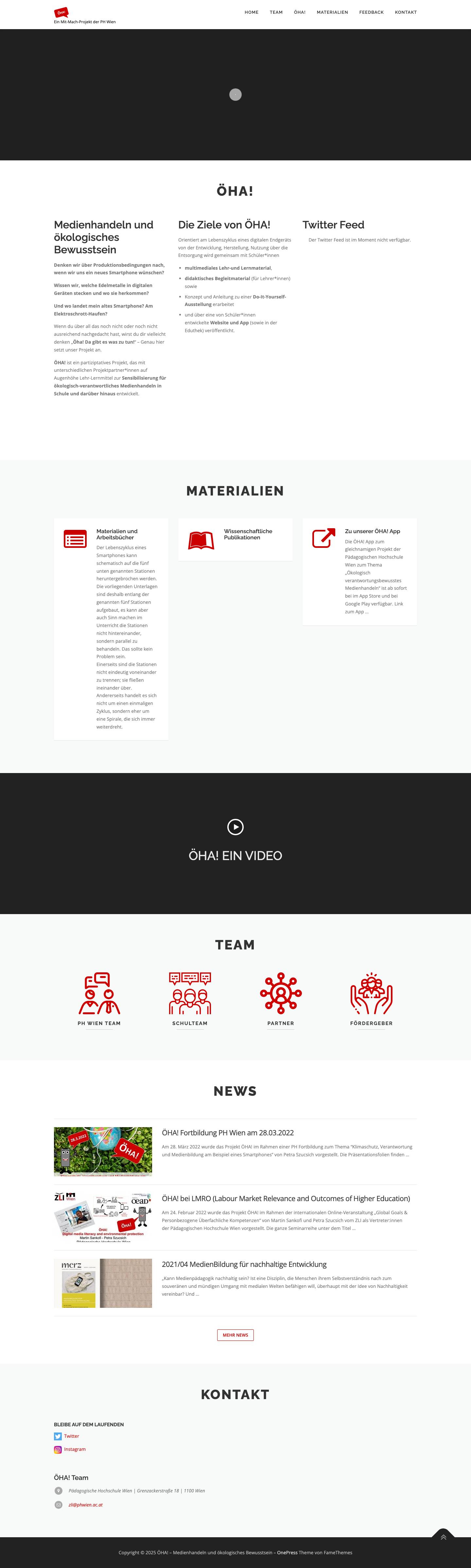 ÖHA! – Medienhandeln und ökologisches Bewusstsein – Ein Mit-Mach-Projekt der PH Wien - Full Screenshot