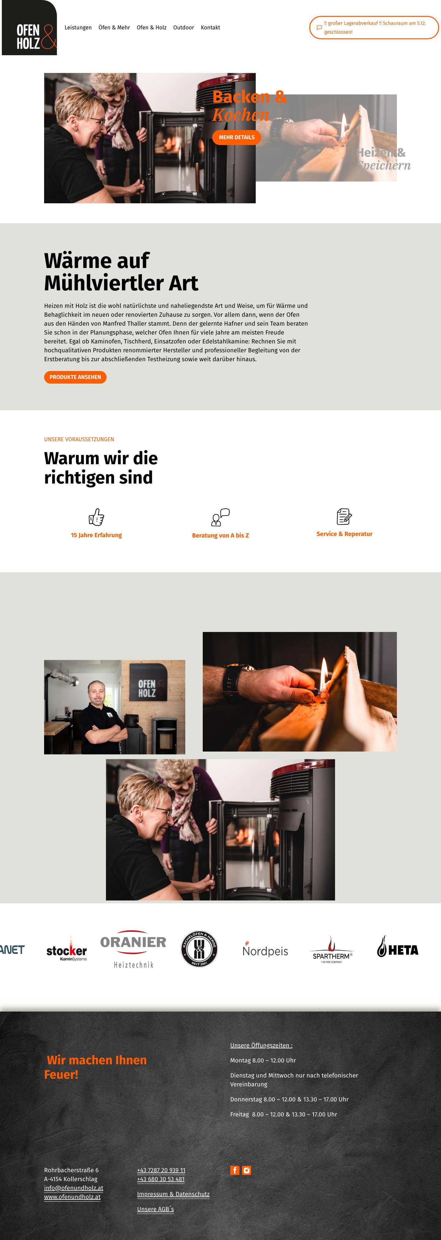 Startseite - Ofen und Holz - Full Screenshot