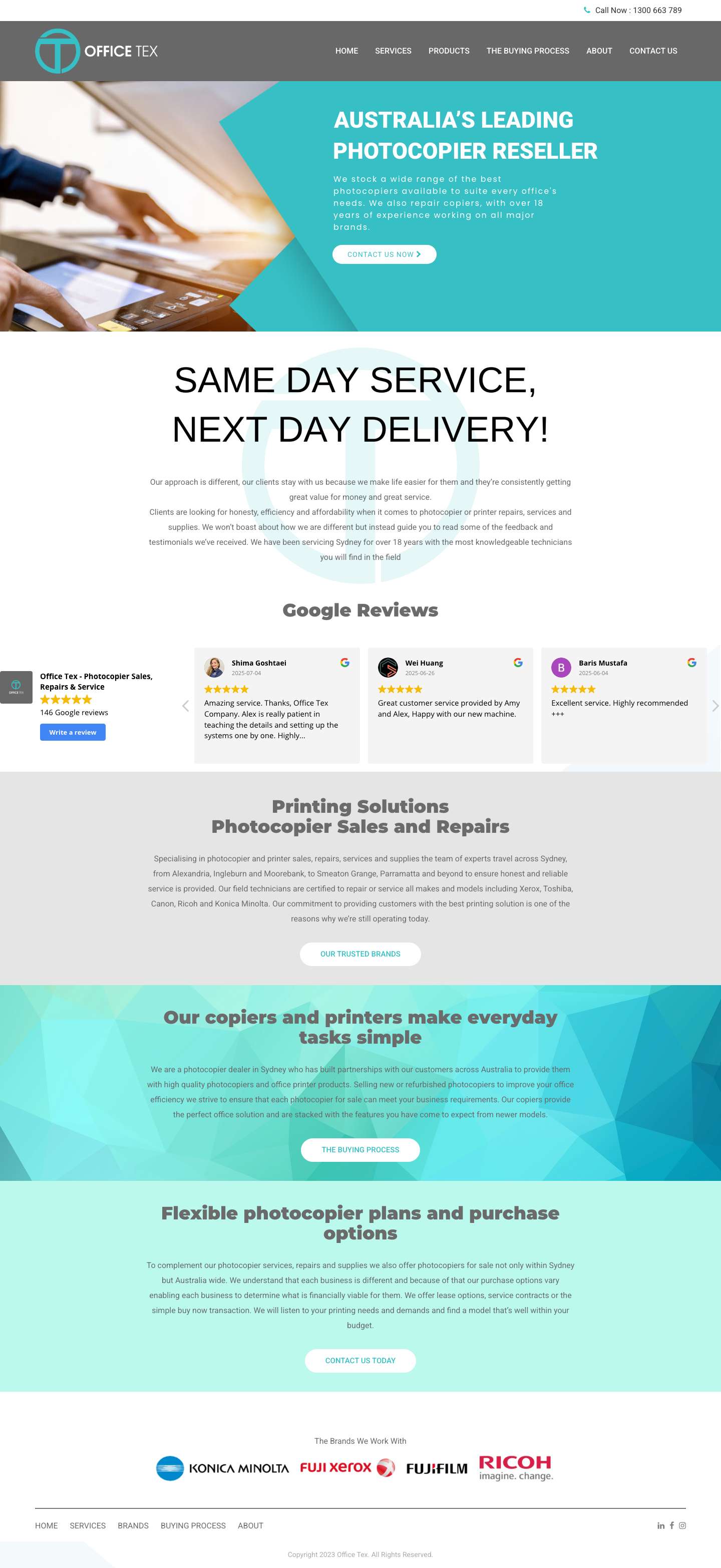 Photocopiers Sydney, Service & Repairs | OFFICETEX - Full Screenshot