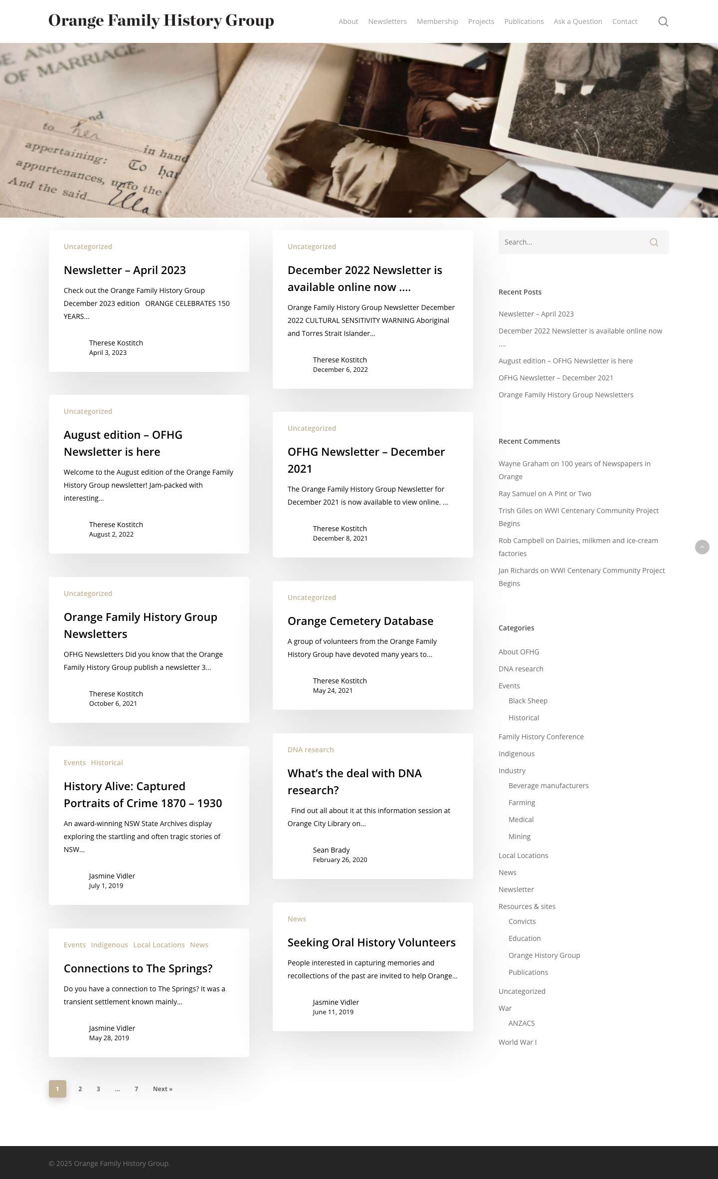 Orange Family History Group – Family history discoveries – assisting people to research, index projects and much more including training, workshops and seminars. - Full Screenshot
