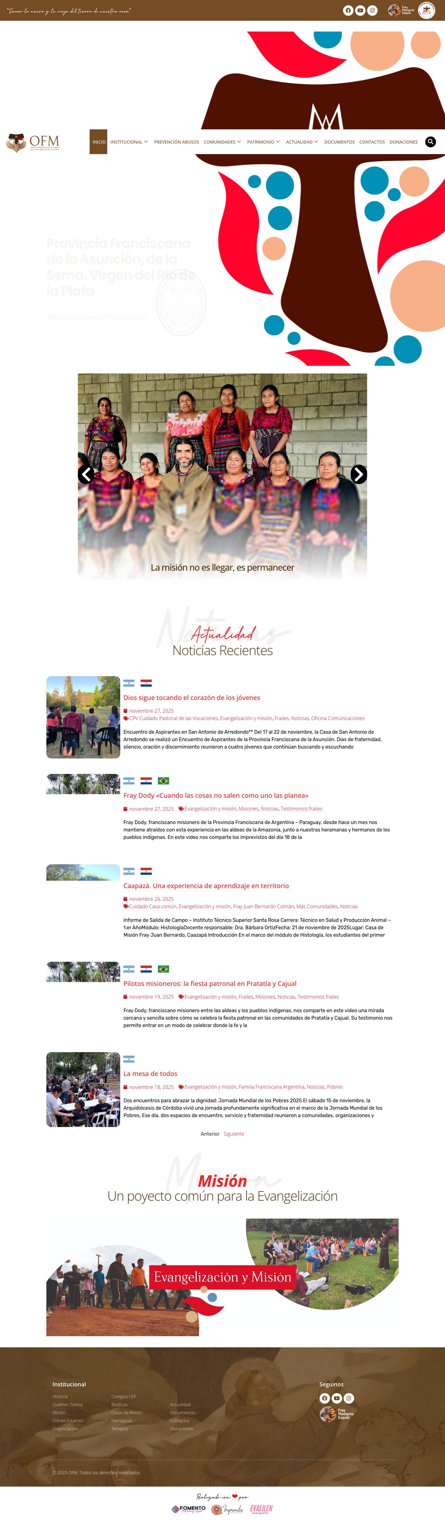 OFM | Orden de Frailes MenoresOFM | Orden de Frailes Menores - Full Screenshot