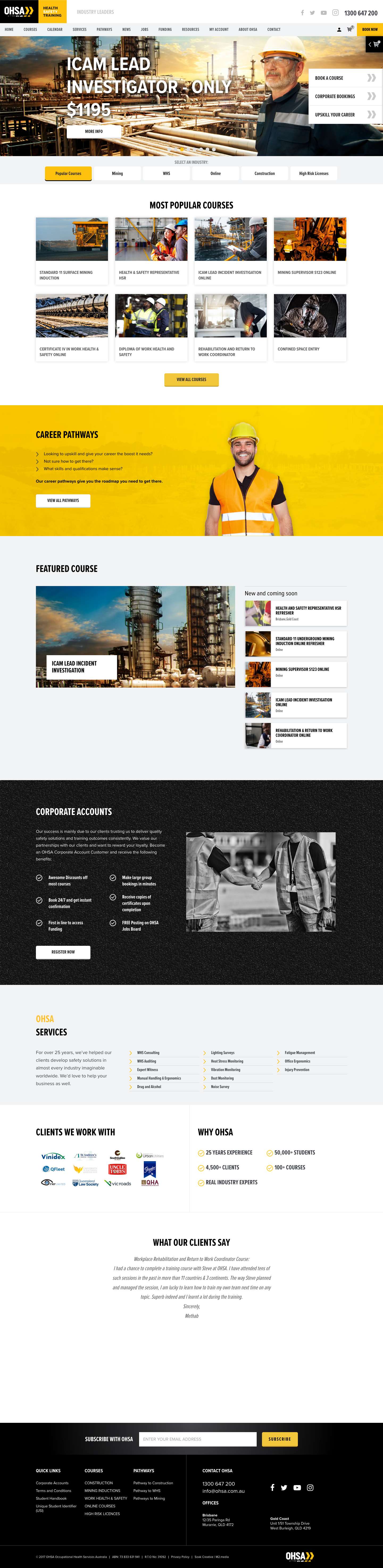 OHSA Occupational Health Services Australia : 1300 OHSA 00 - Full Screenshot