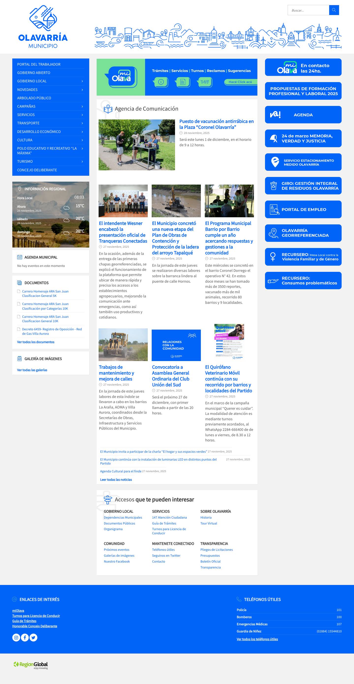 Portada | Municipalidad del Partido de Olavarría - Full Screenshot