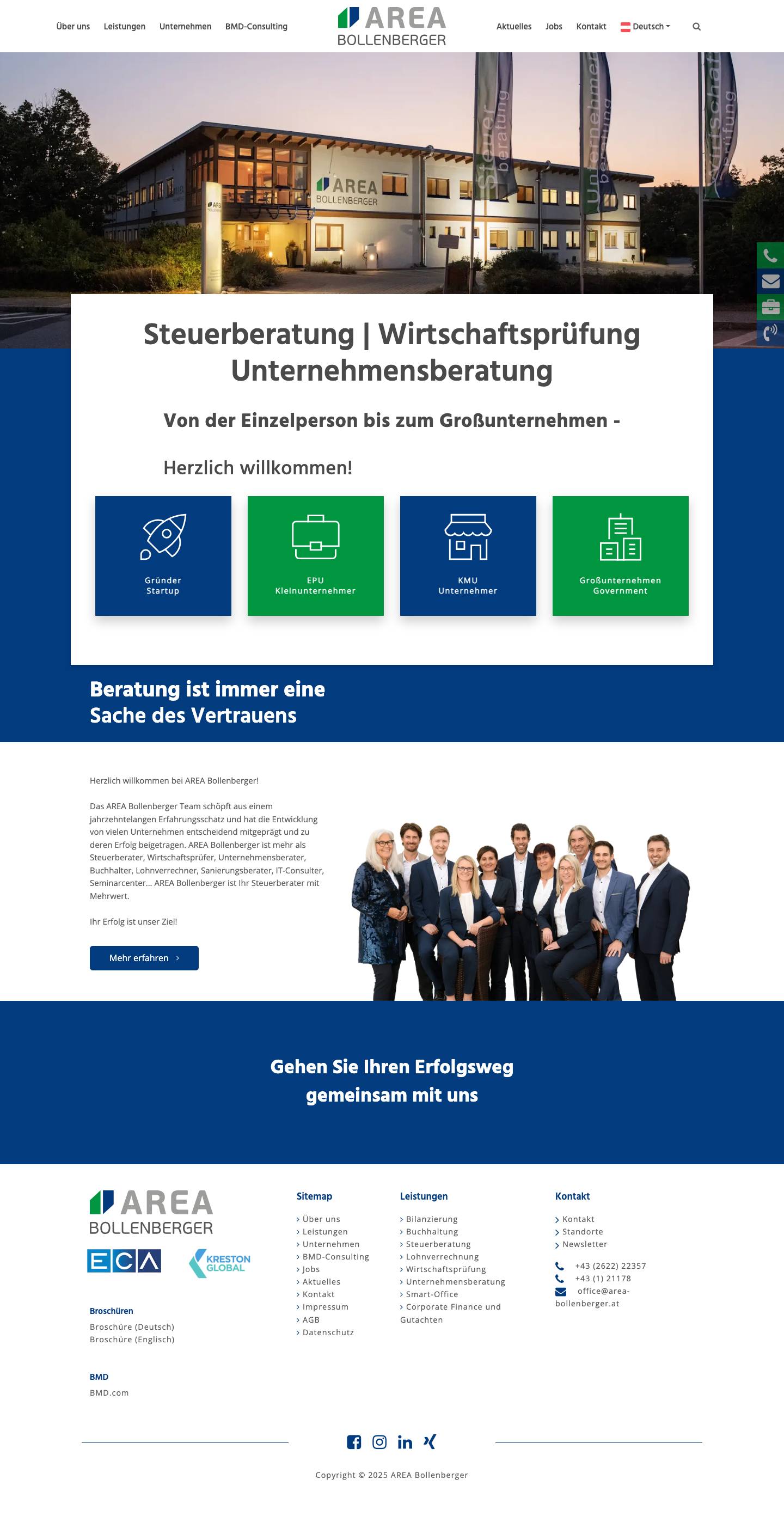 Ihr Steuerberater in Wiener Neustadt, Wien, Graz, Purkersdorf - Full Screenshot