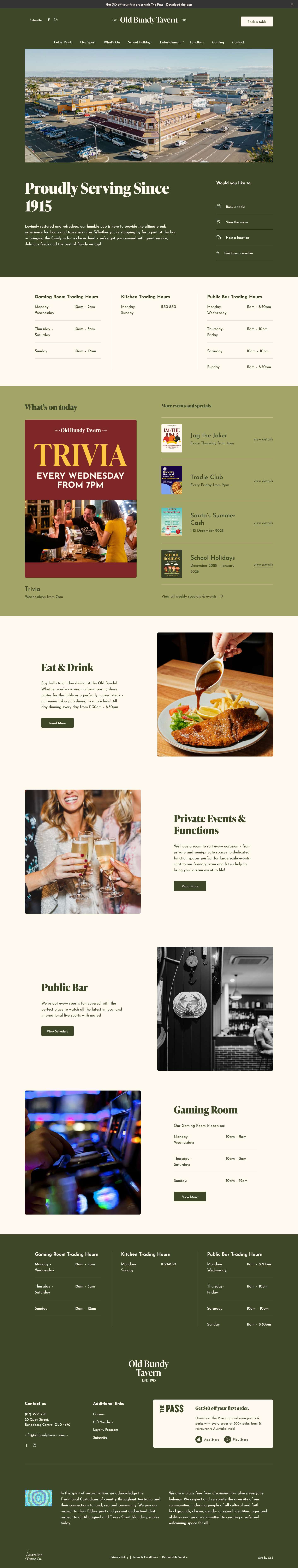 Old Bundy Tavern | Newly Renovated - Now Open in Bundaberg - Full Screenshot