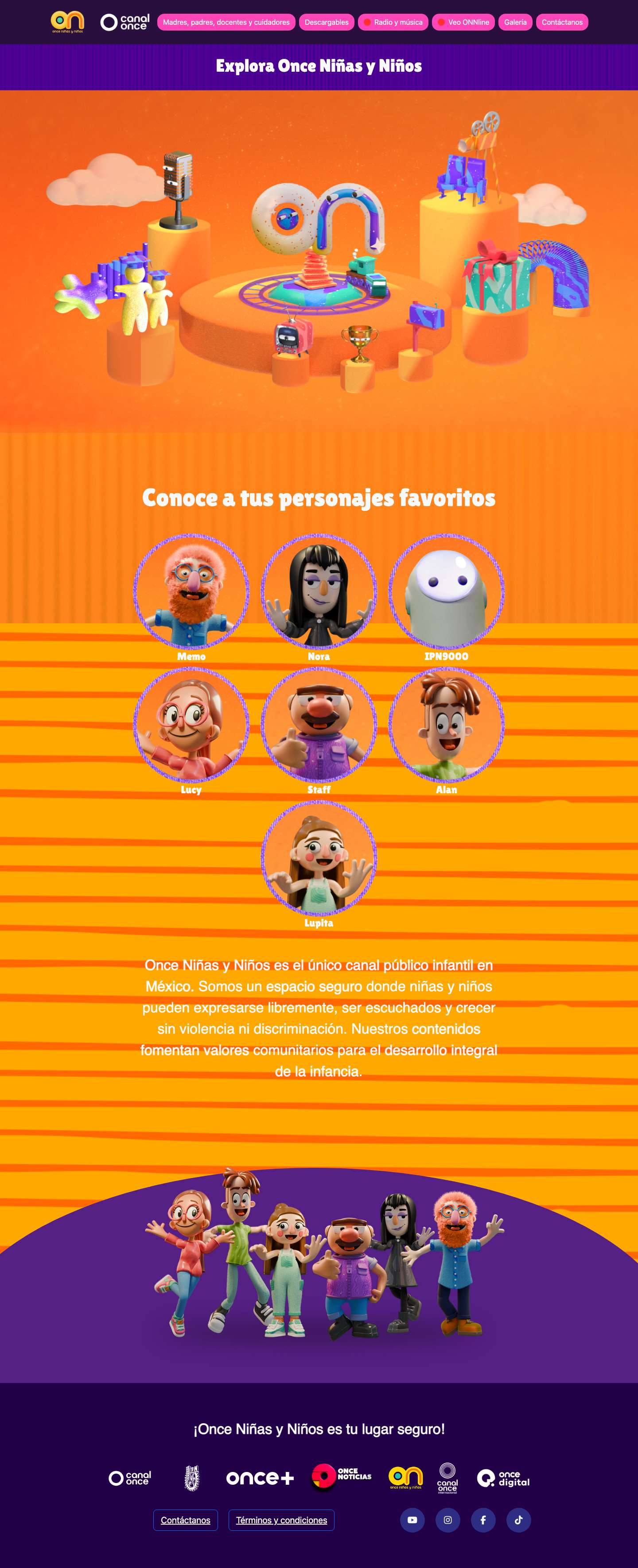 Once Niñas y Niños – Página Oficial de Once Niñas y Niños - Full Screenshot