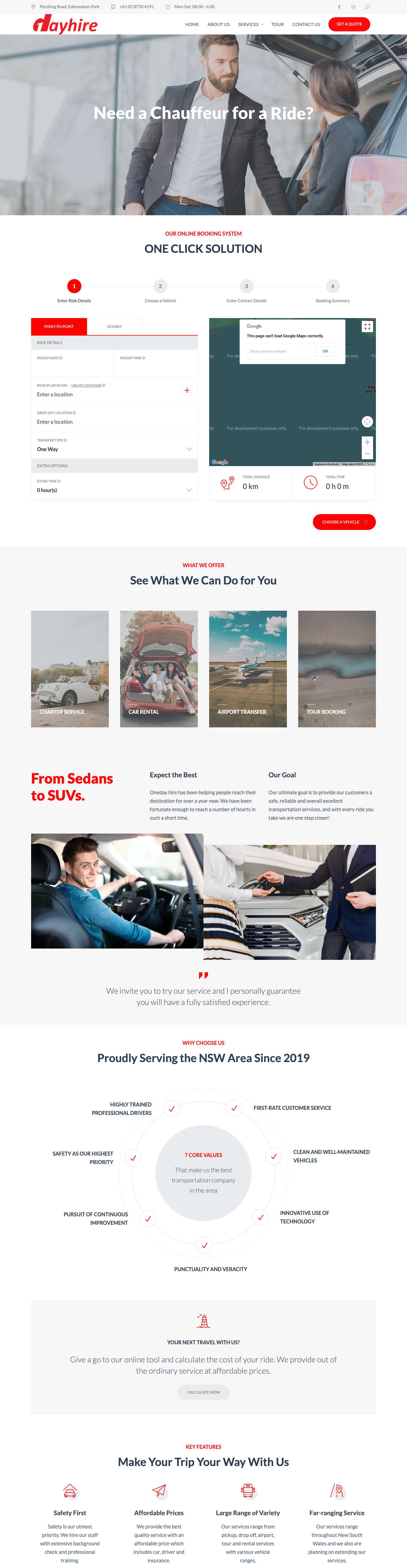 Home - One Day Hire - Full Screenshot