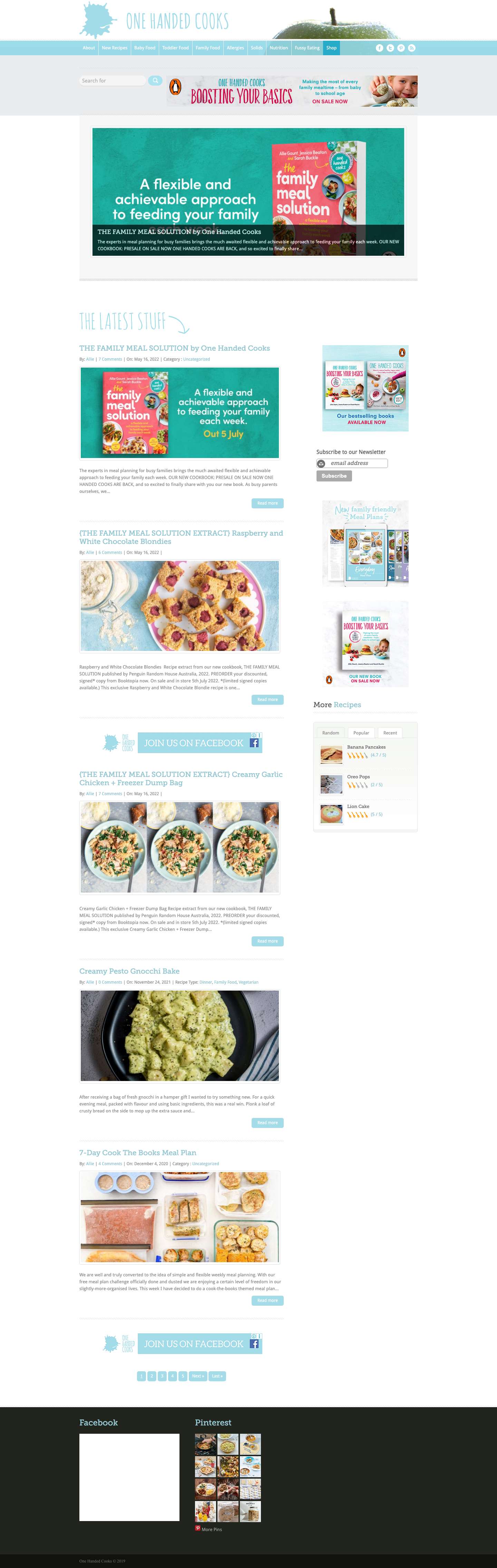 One Handed Cooks - Inspiring people to cook beautifully simple, healthy food for their children. - Full Screenshot