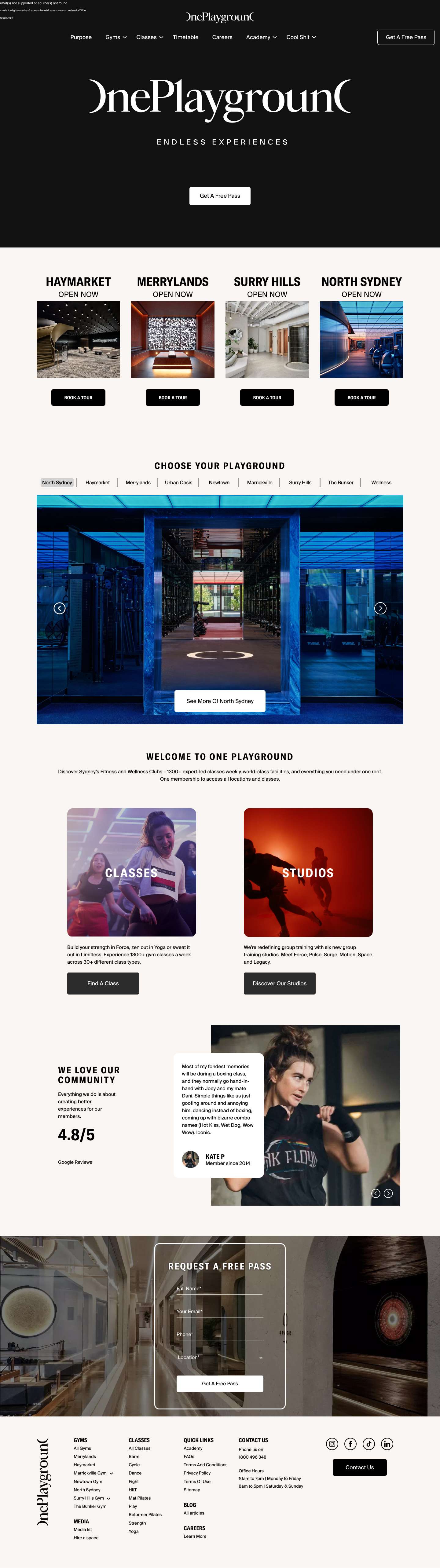 Endless Experiences - Premier Gym in Sydney | One Playground - Full Screenshot