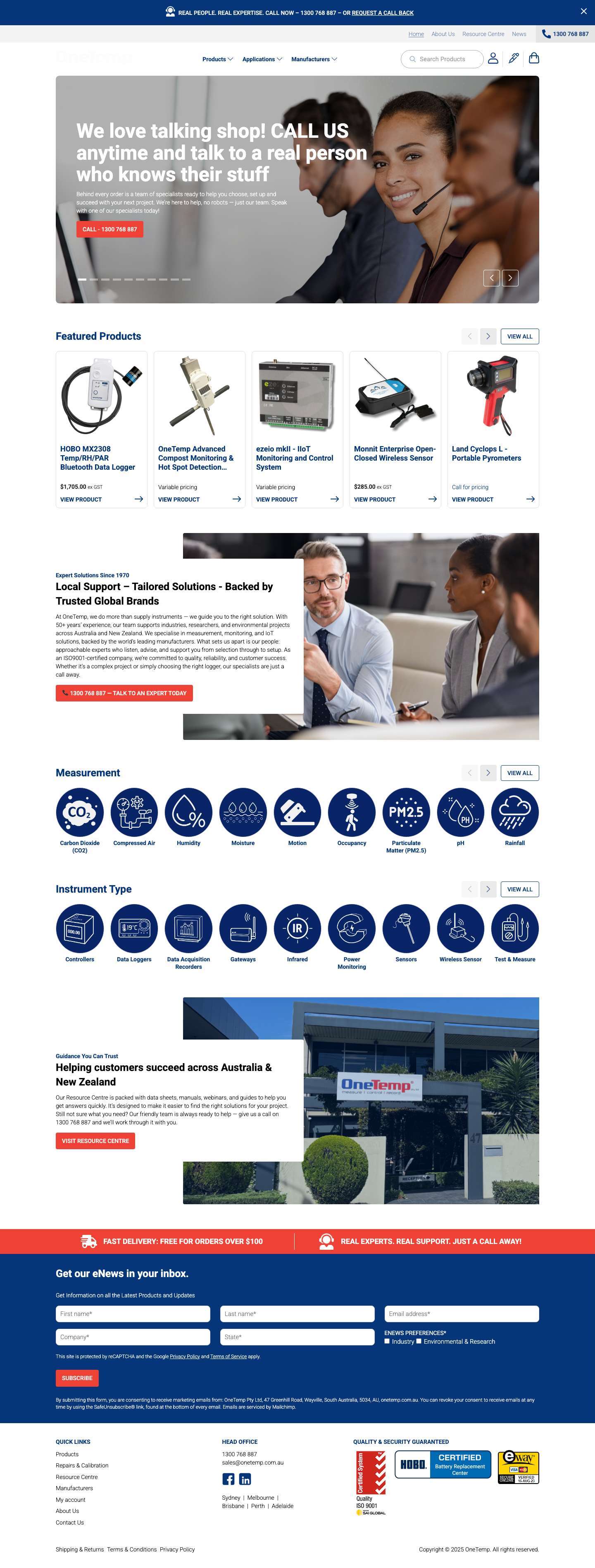 OneTemp | Measurement and Monitoring Instruments Australiasearchsearch - Full Screenshot