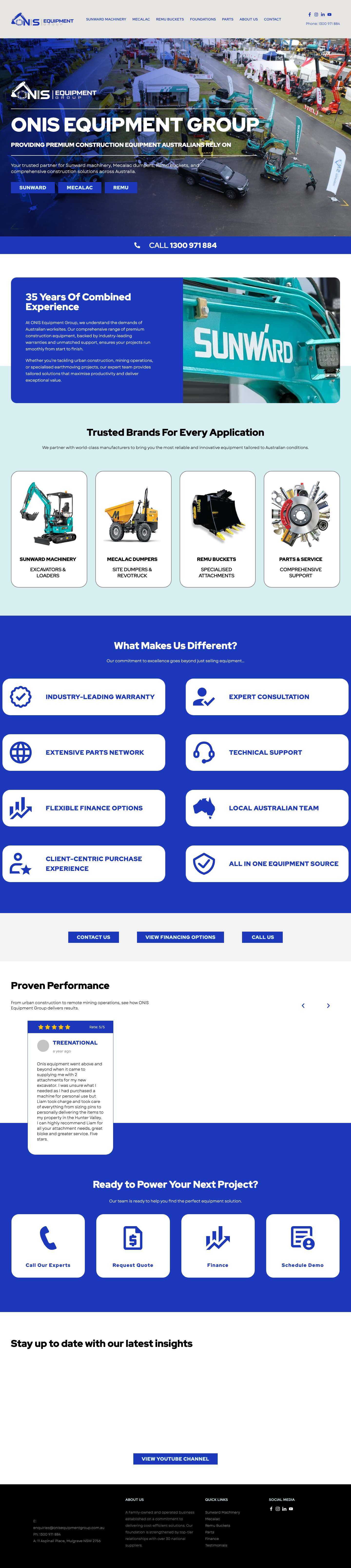 Excavating, Earthmoving & Construction Equipment Australia | ONIS - Full Screenshot