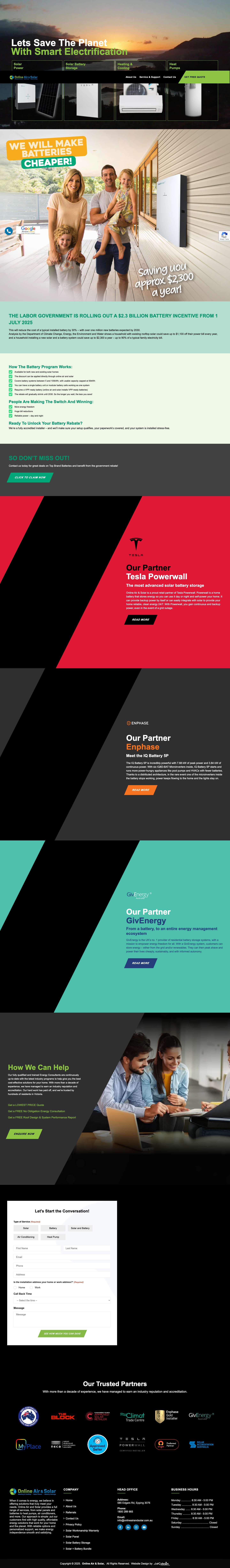 Best Solar Panel | Solar Power Company | Melbourne | Victoria - Online Air and Solar - Full Screenshot