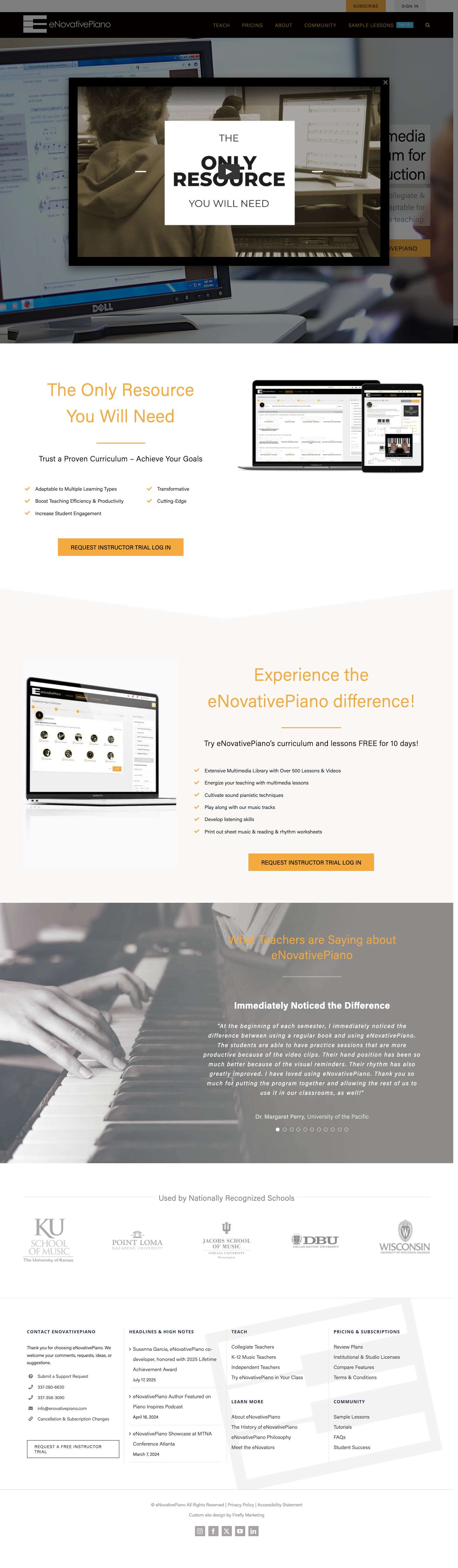 eNovativePiano - Online Piano Curriculum - Multimedia Tools for Developing Musicianship Skills - Full Screenshot
