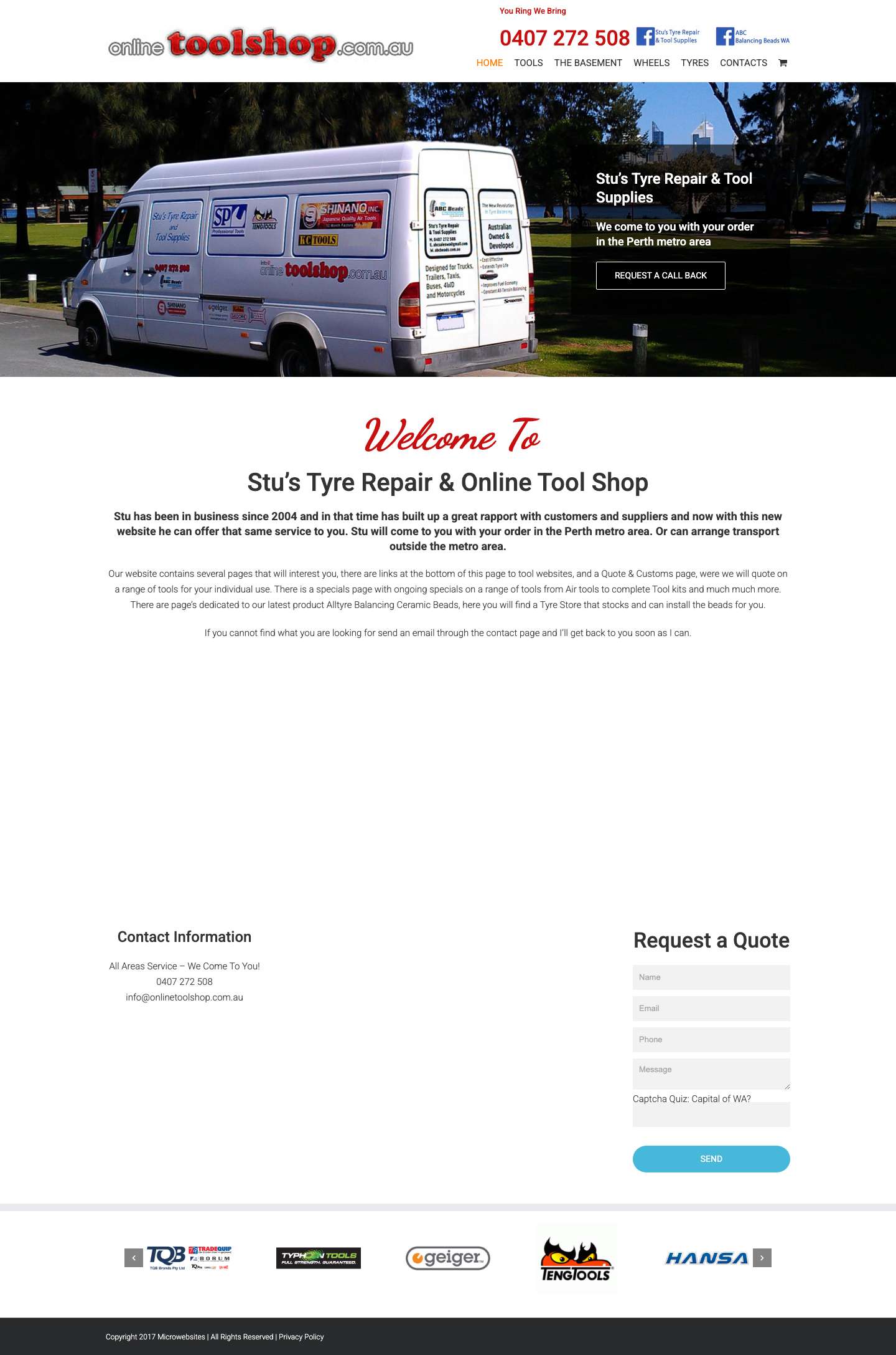 Stu’s Tyre Repair & Online Tool Shop - Perth Western Australia - Full Screenshot