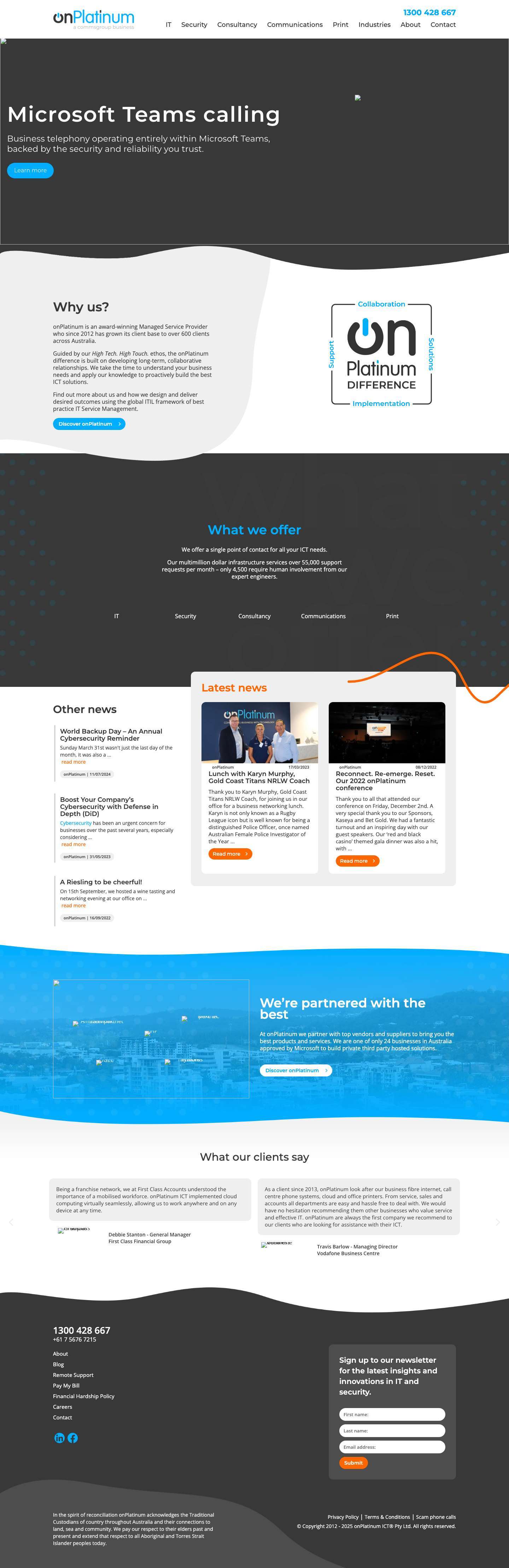 Enterprise IT Solutions Gold Coast, Brisbane & Sydney - onPlatinum - Full Screenshot