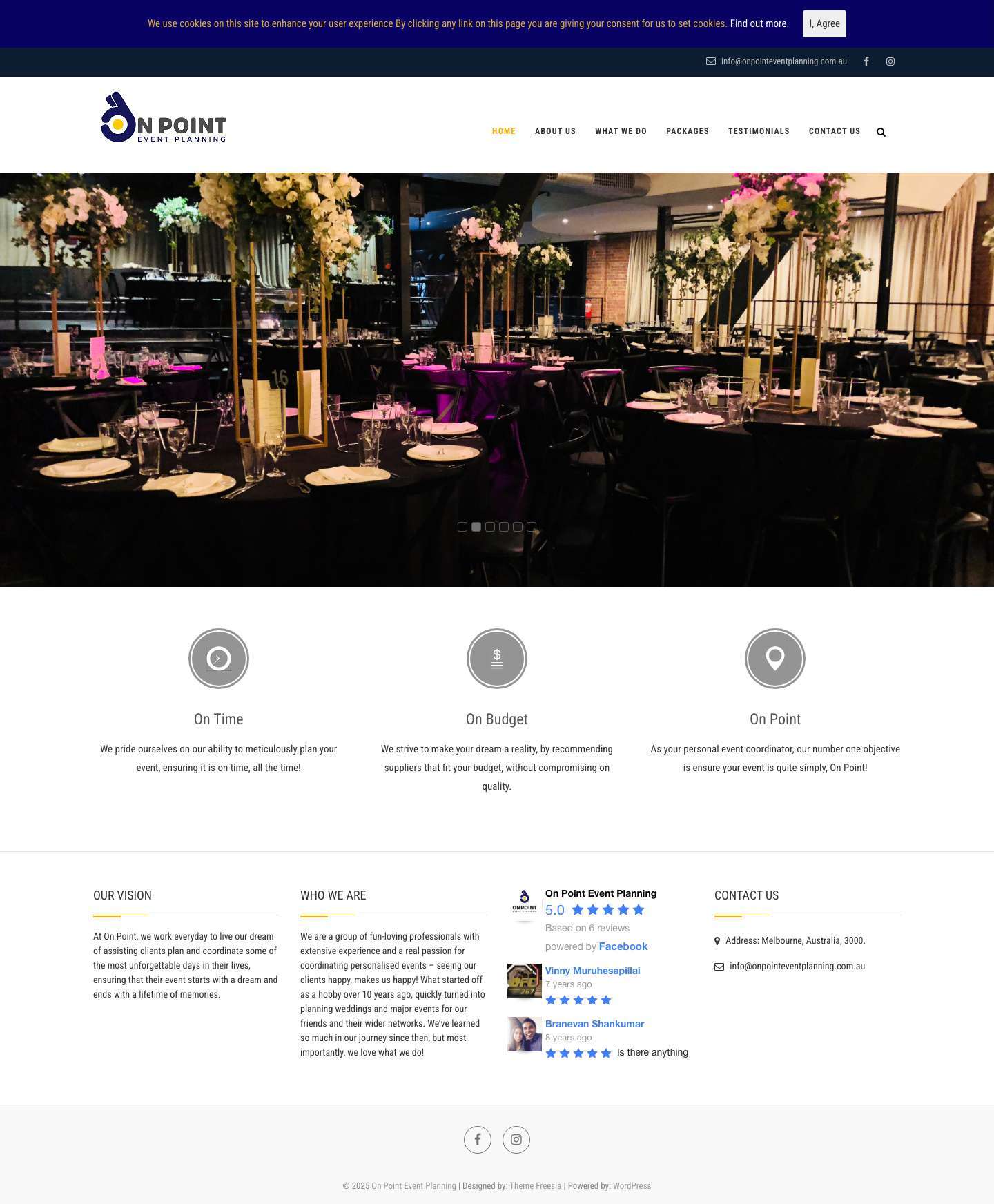 Event Planner in Melbourne | On Point Event Planning - Home - Full Screenshot