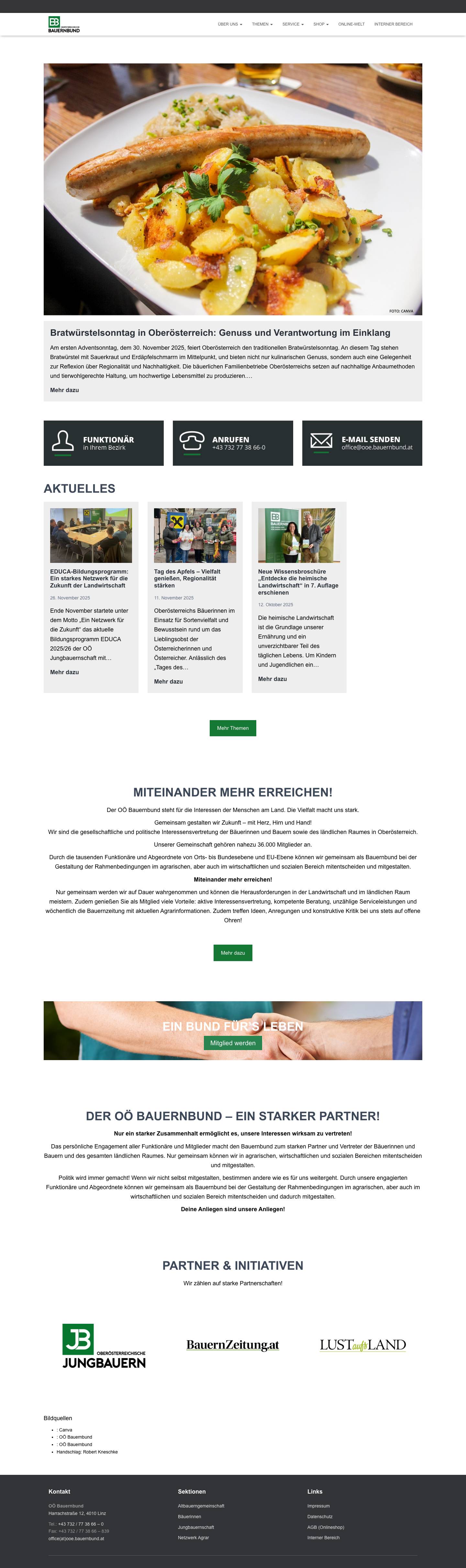 OÖ Bauernbund - Full Screenshot