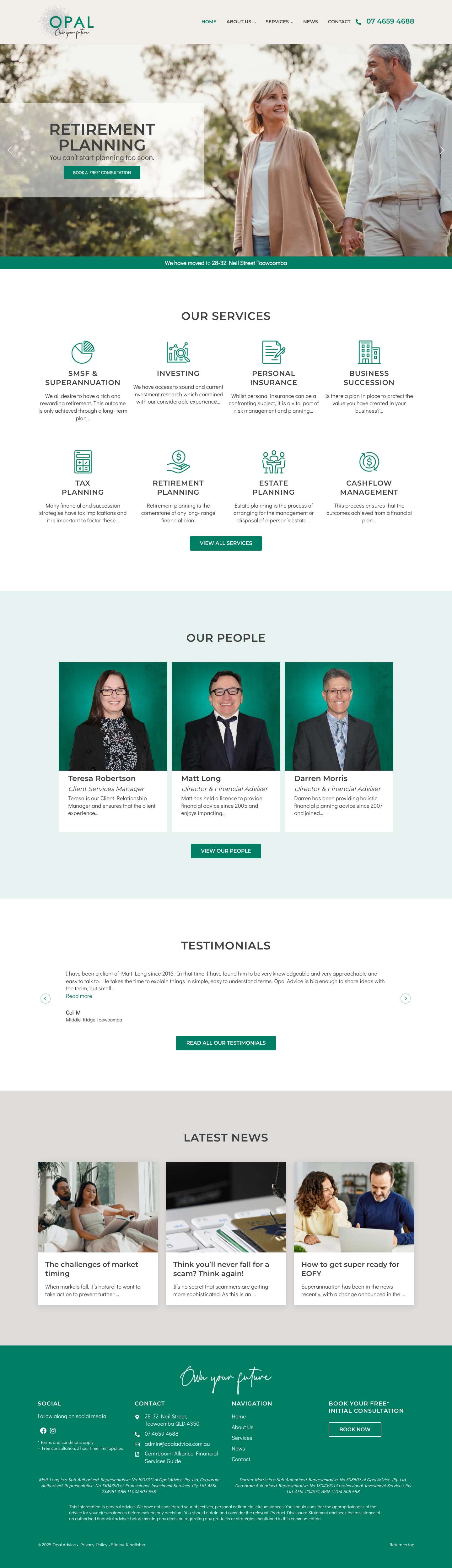 Financial Planning Toowoomba - Opal Advice - Full Screenshot