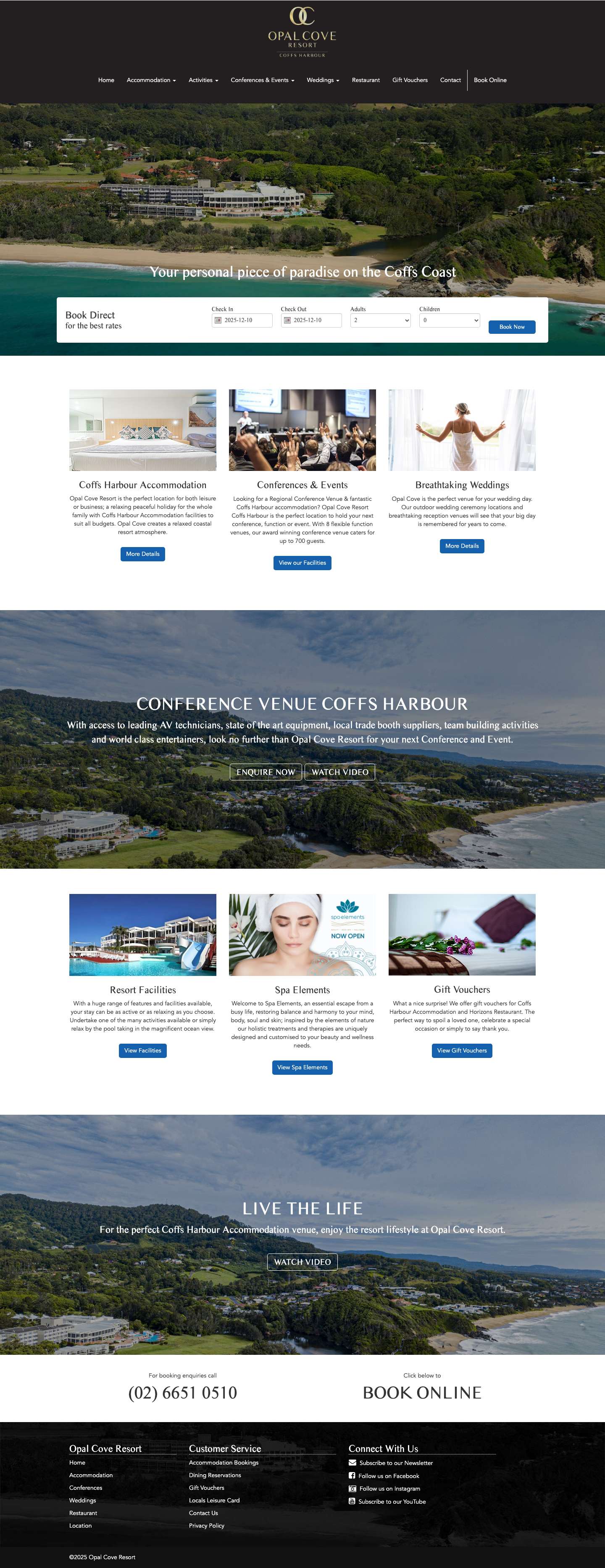 Home - Absolute Beachfront Opal Cove Resort Coffs Harbour - Full Screenshot