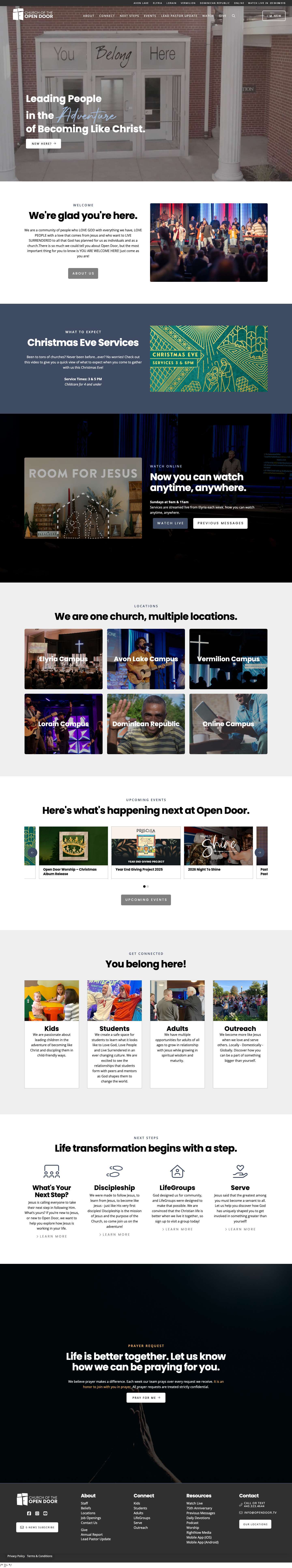 Church of the Open Door | Leading People in the Adventure of Becoming Like Christ - Full Screenshot