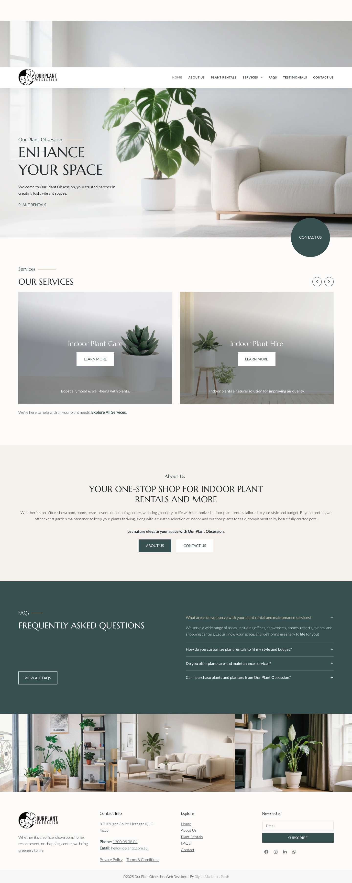 Indoor Plant Hire & Sales | Oplanto Australia - Full Screenshot