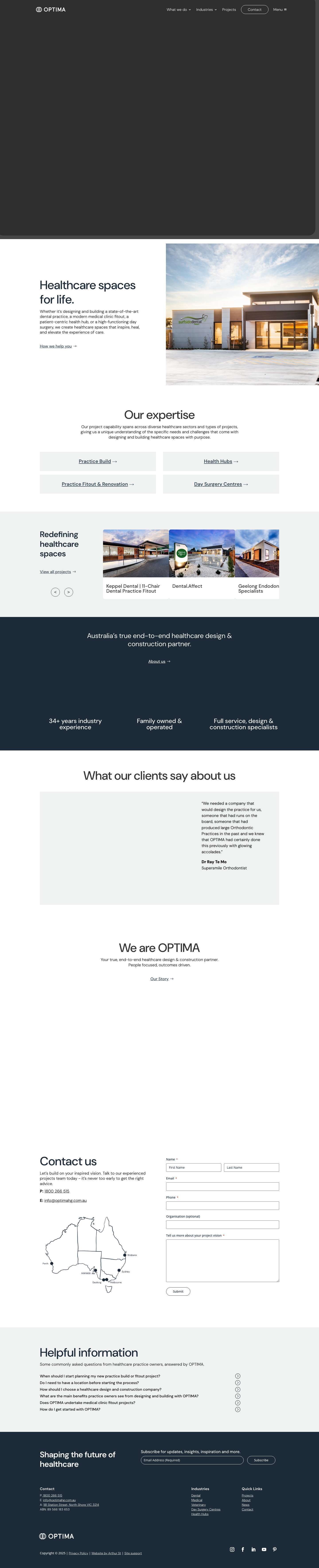 OPTIMA | Specialist Healthcare Design & Construction Experts - Full Screenshot