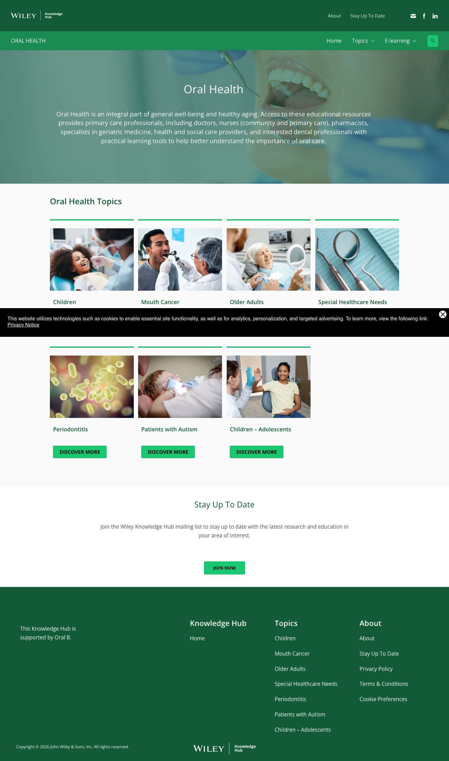 Oral Health Resources for Healthcare Professionals | Wiley Knowledge Hub - Full Screenshot