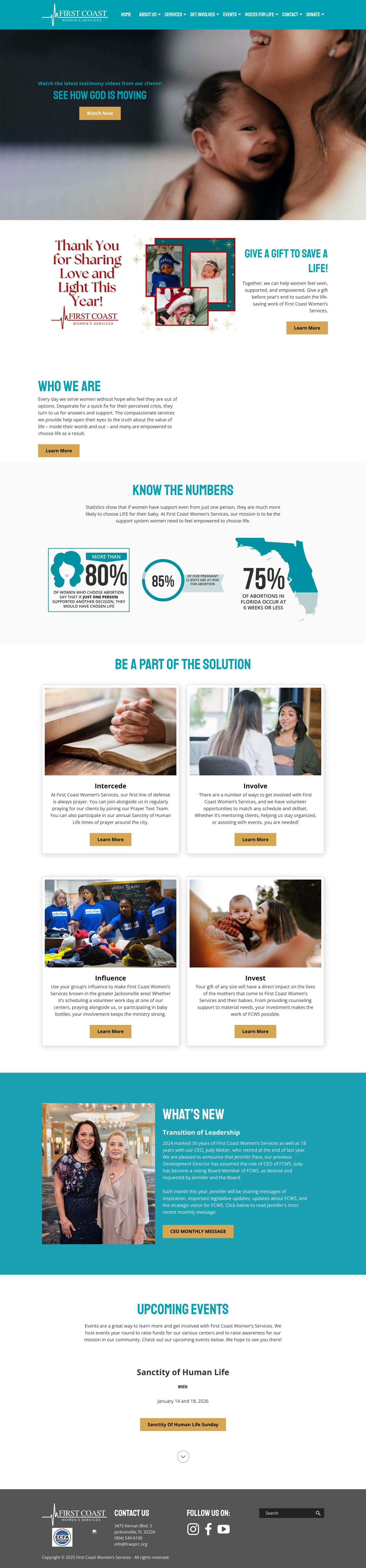 Home | First Coast Women's Services | Pro-Life Non-Profit | Florida - Full Screenshot