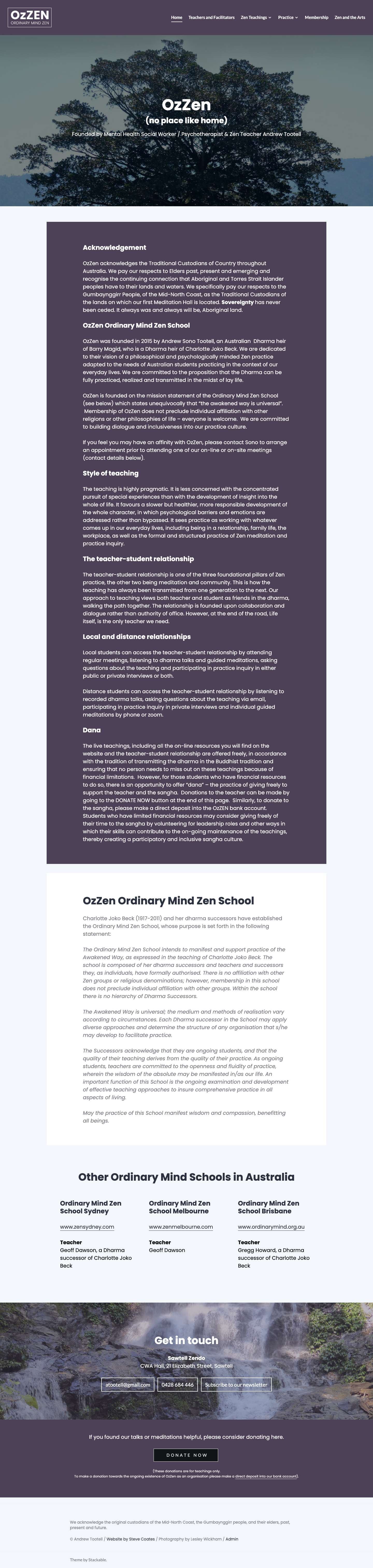 OzZen - Australian Ordinary Mind Zen School founded by Andrew Tootell - Full Screenshot
