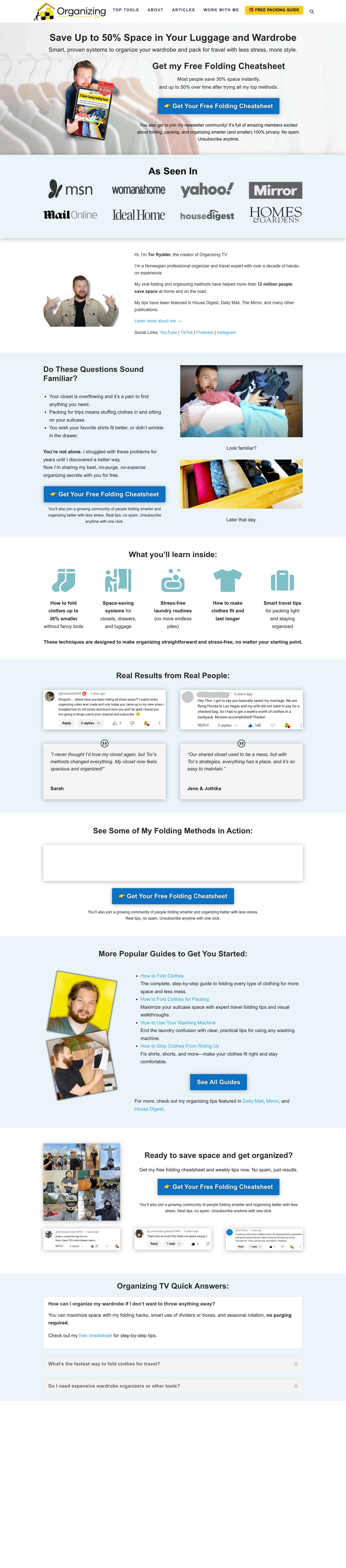Organizing.TV – Save Space. Simplify Laundry. Love Your Clothes.Magnifying Glass - Full Screenshot