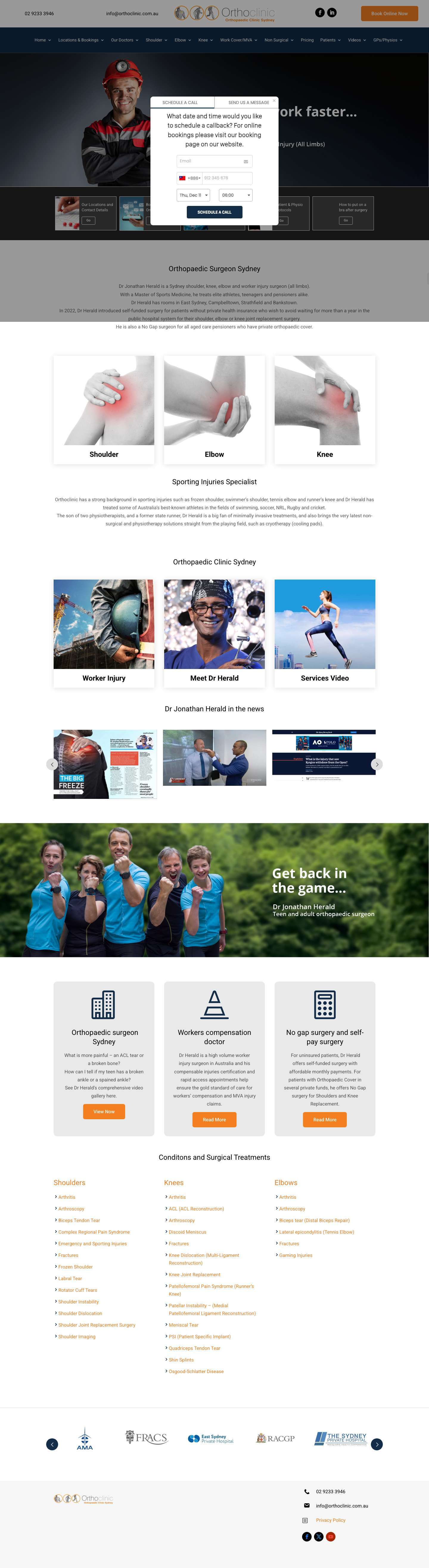 Orthopaedic clinic Sydney | Orthoclinic Dr Jonathan Herald - Full Screenshot