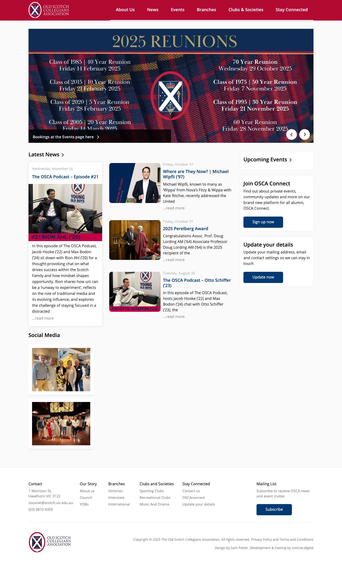 Welcome to the Old Scotch Collegians Association - Full Screenshot