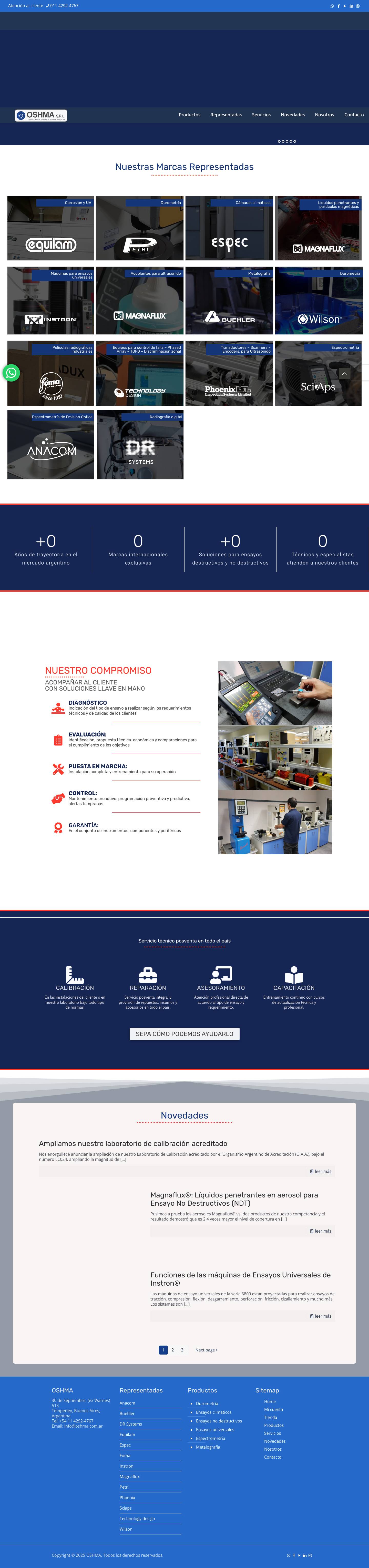 OSHMA SRL - Máquinas, Instrumentos, Insumos y Repuestos - Full Screenshot