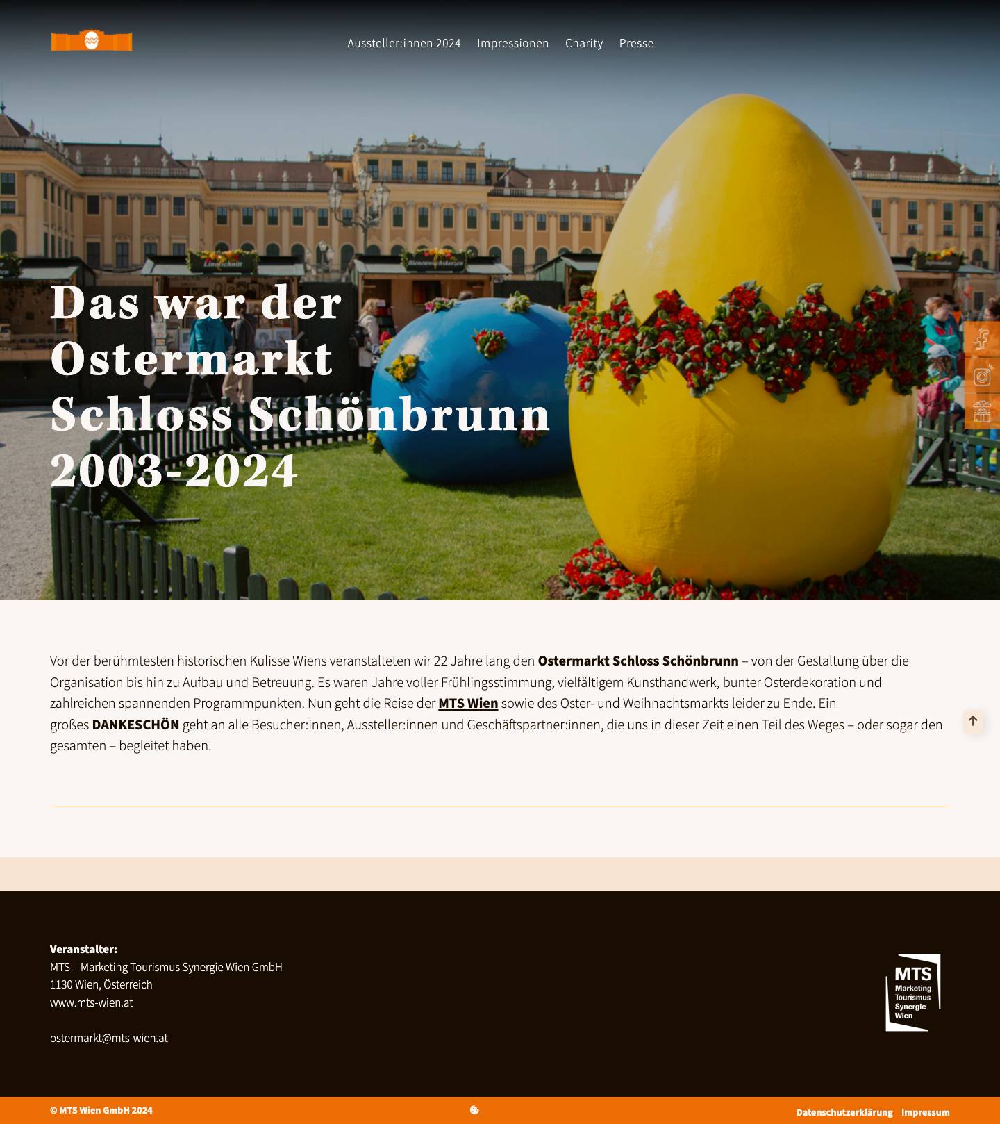 Das war der Ostermarkt Schloss Schönbrunn 2003-2024 - Ostermarkt Schloss Schönbrunn - Full Screenshot