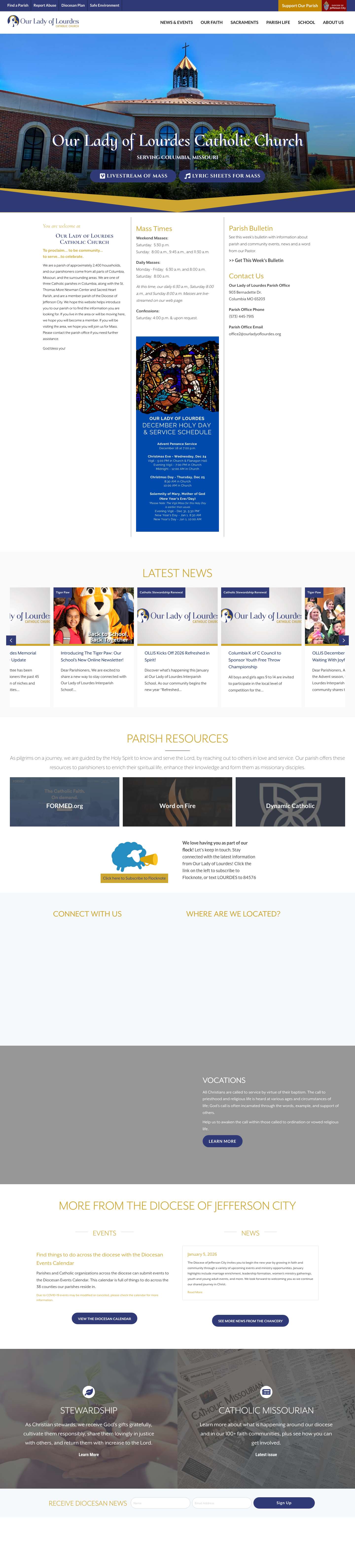 Our Lady of Lourdes Catholic Church | Columbia, Missouri - Full Screenshot