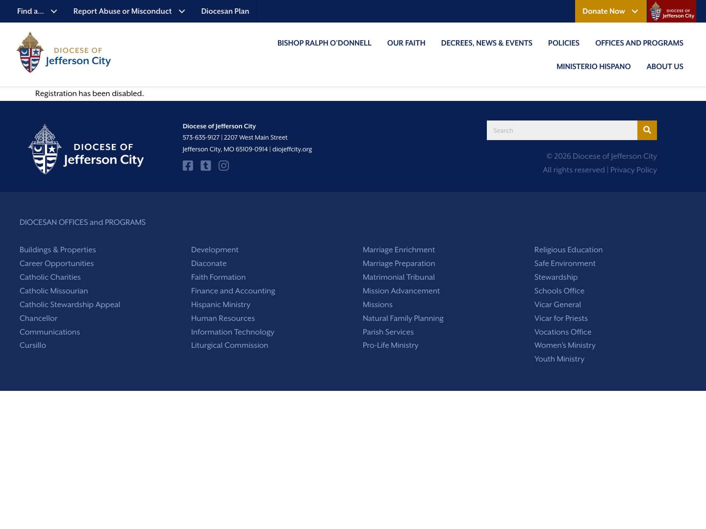 Diocese of Jefferson City - Full Screenshot