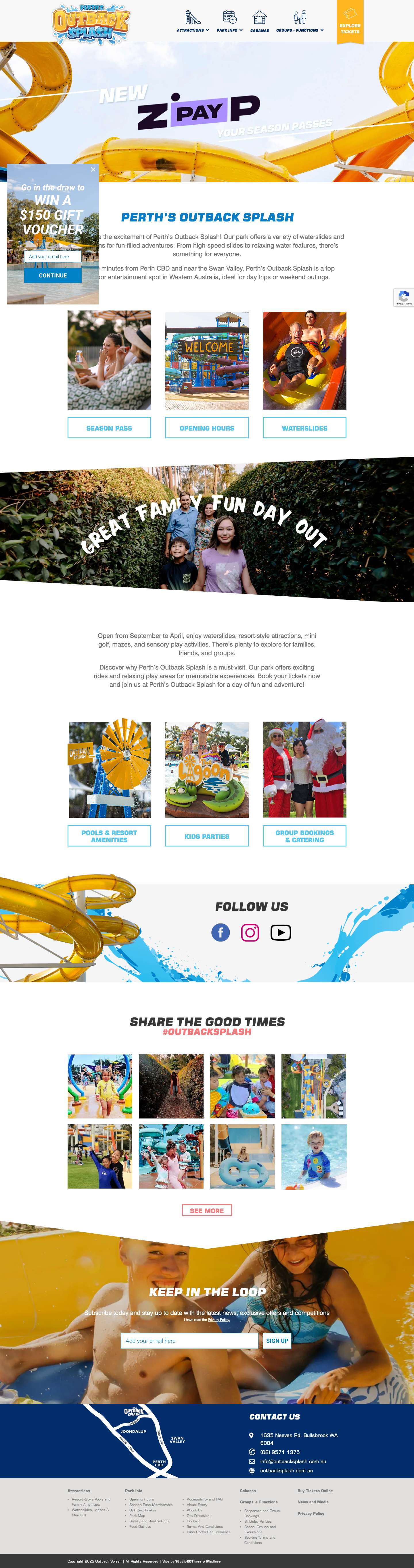 Perth's Outback Splash | Waterslides, Pools, Mini Golf, and Mazes - Full Screenshot