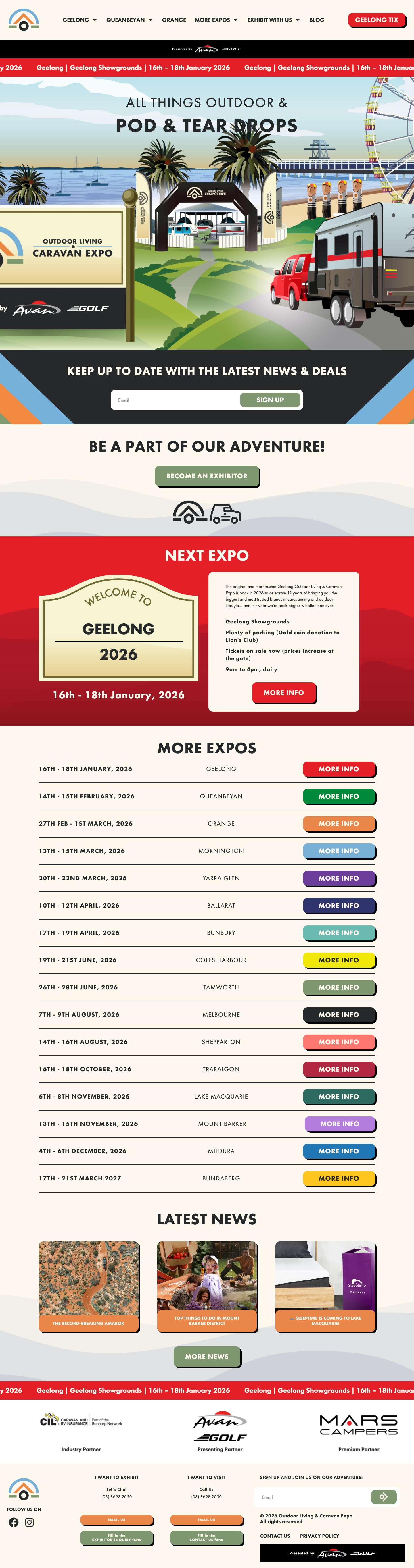 Caravan and Camping Show | Outdoor Living - Full Screenshot