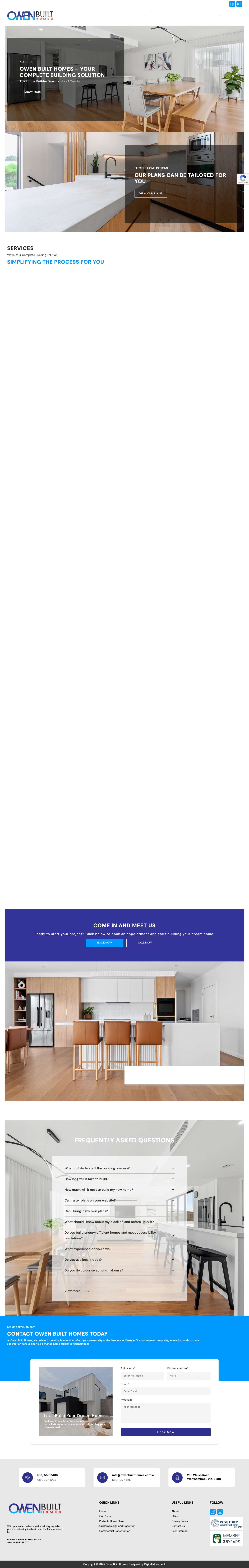 Home Builders Warrnambool - Custom Built Homes | Owen Built Homes - Full Screenshot