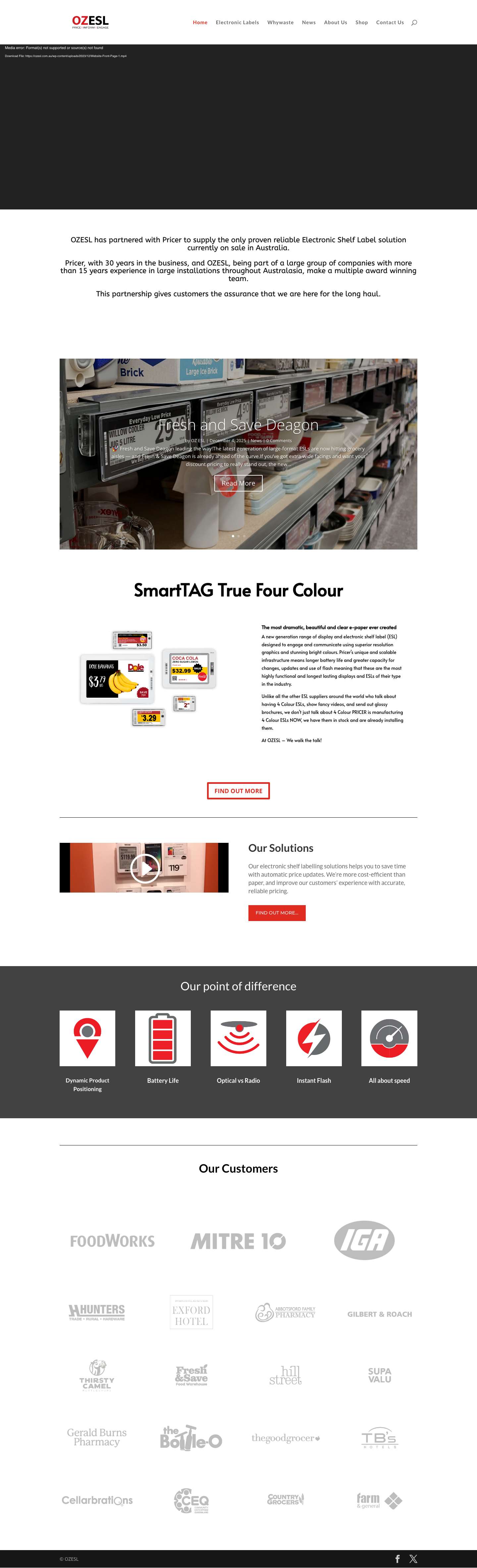 Electronic Shelf Labelling OZESL | Electronic labelling solutions for the retail and non retail sector - Full Screenshot