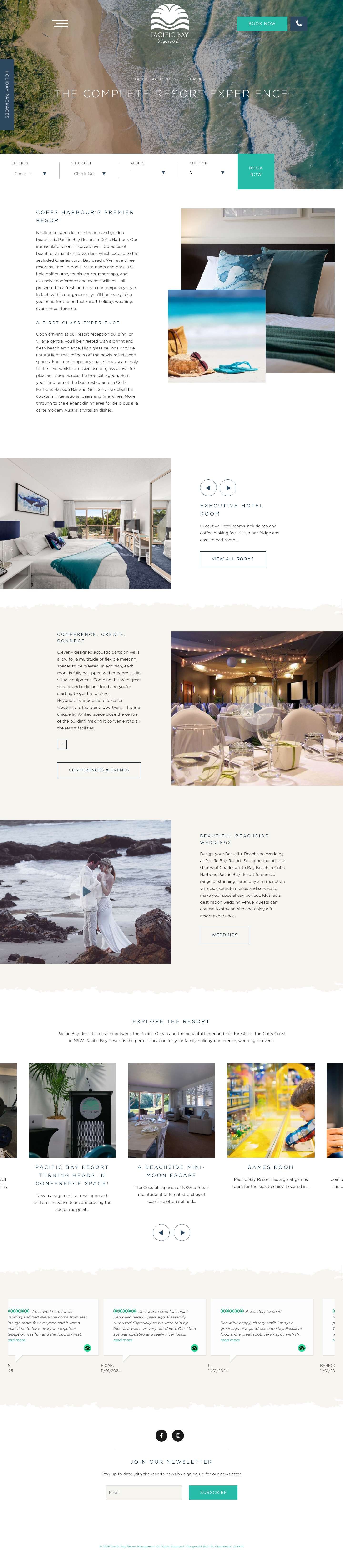 Resort in Coffs Harbour. Pacific Bay Resort 02 6659 7000 - Full Screenshot